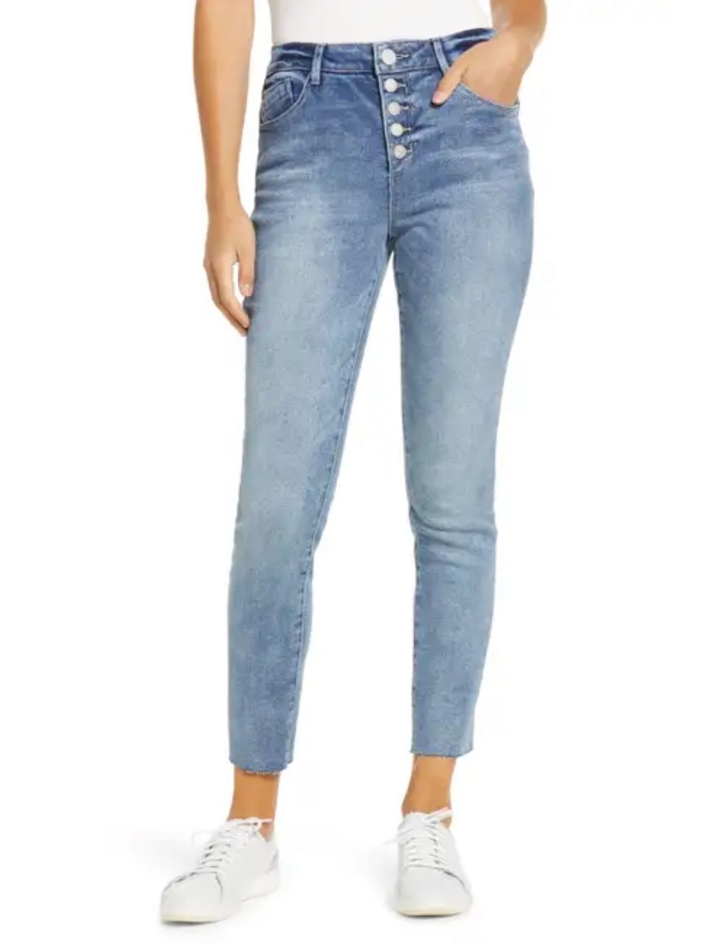 Wit & Wisdom High-Rise Button-Fly Light Blue Women's Jeans Size 8 GUC ANKLE